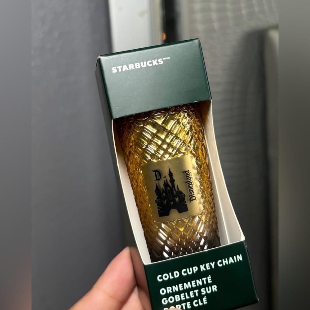 Disneyland Mini Gold Tumbler Starbucks Keychain